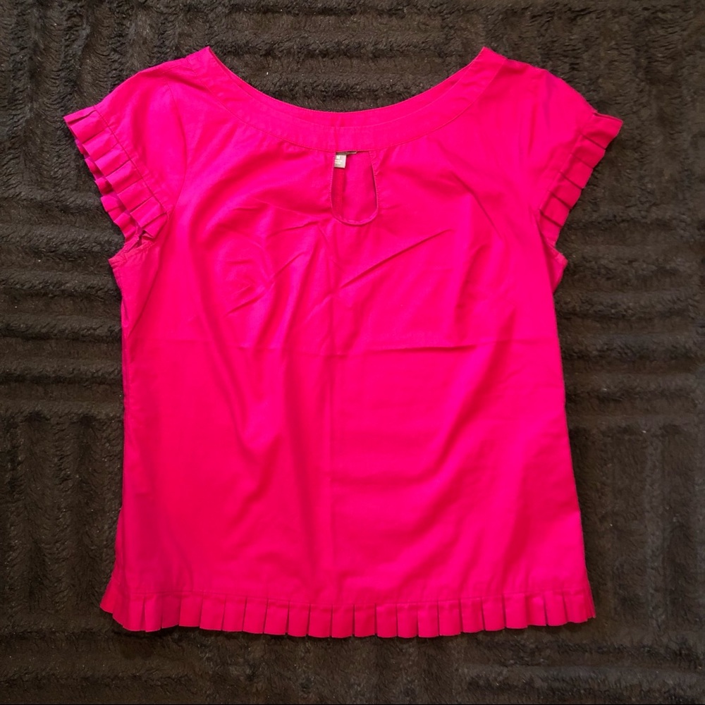 Merona Pink Blouse, Ruffle Hem, Size Medium